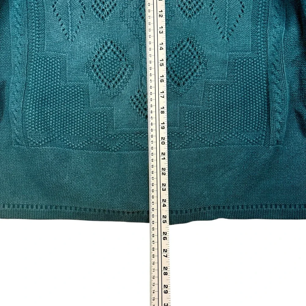 VTG Eddie Bauer Knit Sweater Medium Teal Southwest Women's Oversized USA Petite